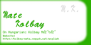 mate kolbay business card